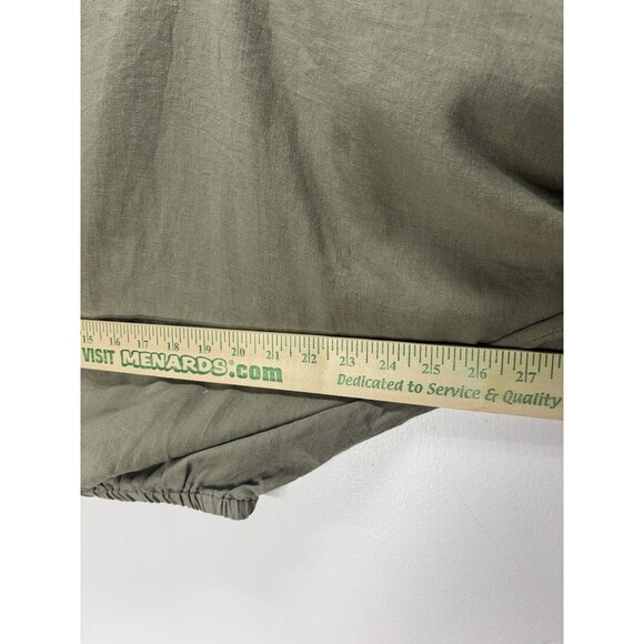 Kendal + Kylie Cropped Top Womens Linen Blend Green Balloon Lagenlook Boho Sz M - Picture 6 of 13